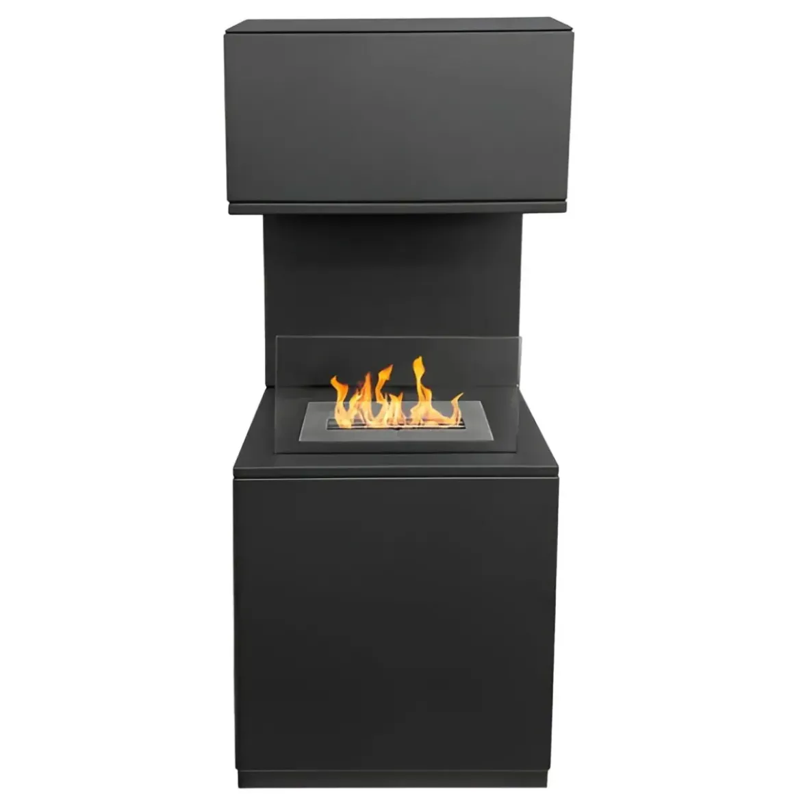 Biocamino da Pavimento con Bruciatore 1,2L Nero 3,2kW Acciaio Inox