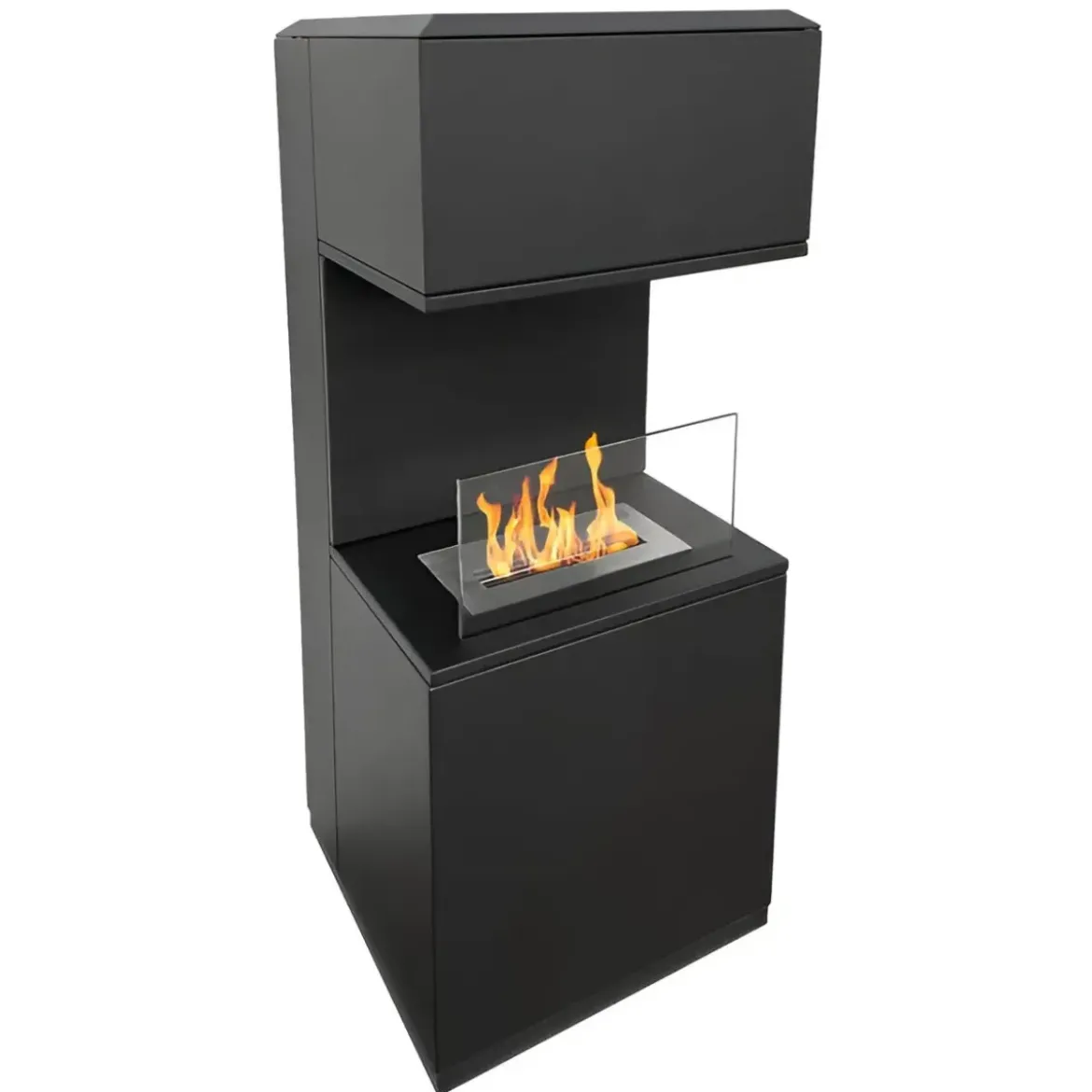 Biocamino da Pavimento con Bruciatore 1,2L Nero 3,2kW Acciaio Inox