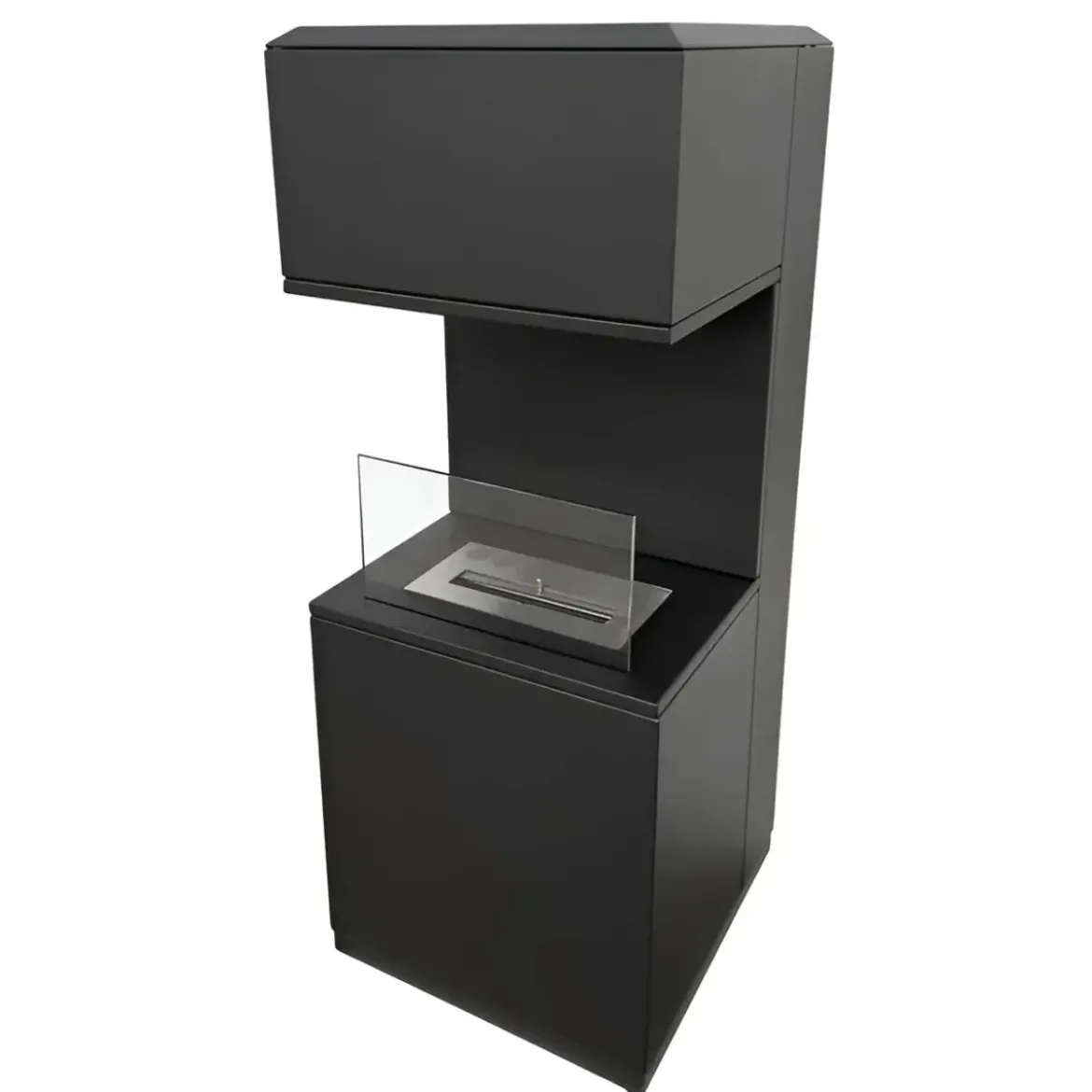 Biocamino da Pavimento con Bruciatore 1,2L Nero 3,2kW Acciaio Inox