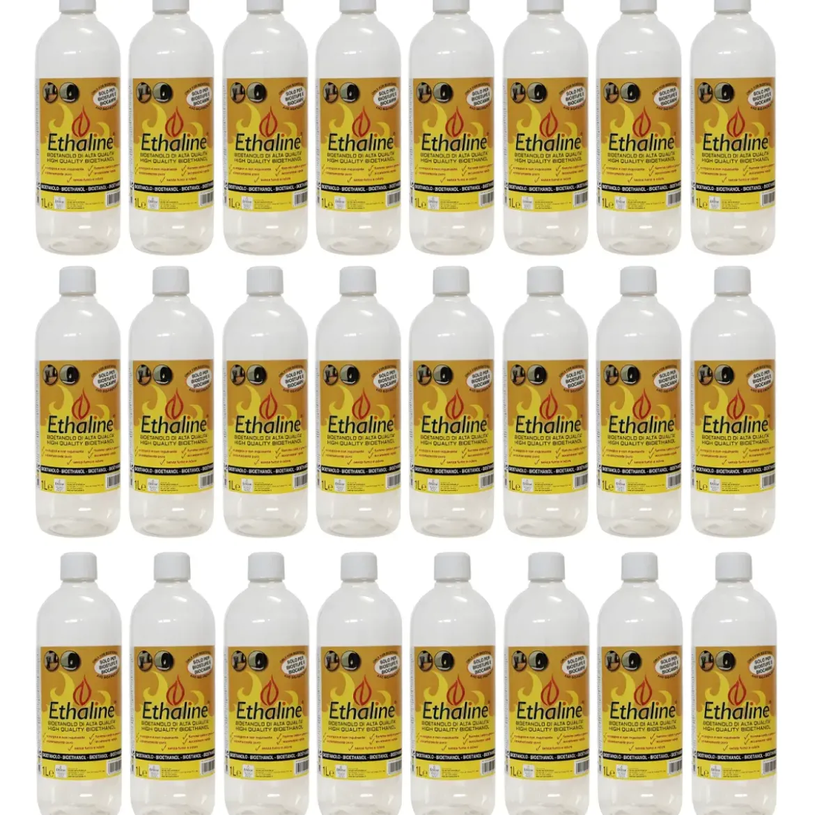 Bioetanolo 24 Taniche 1L per Biocamini e Stufe Combustibile Naturale