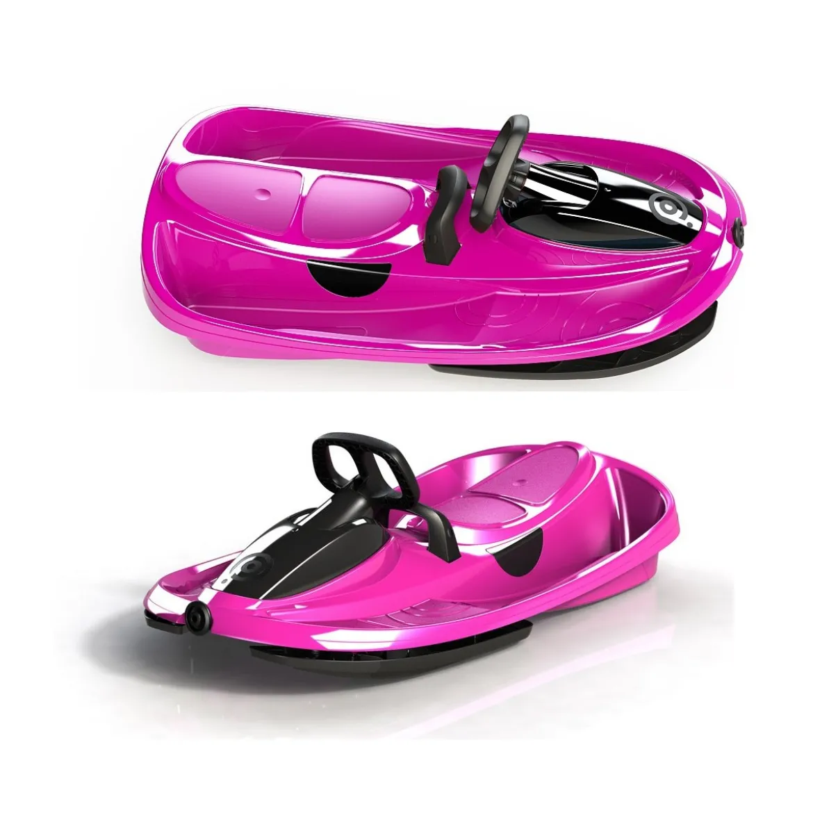 Bob Doppio Stratos Rosa Volante Freno a Molla 2 Posti Slittino Neve Max 120kg
