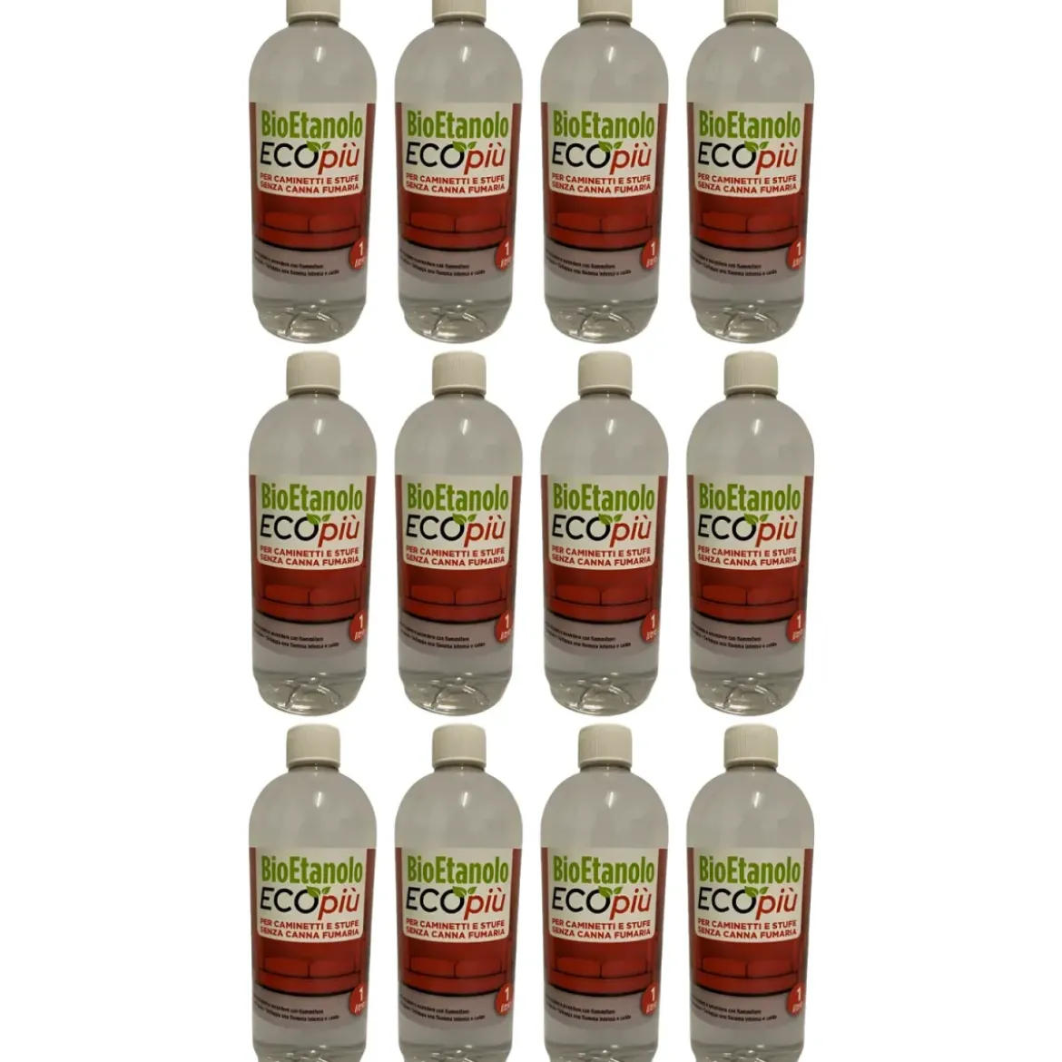 12 Bottiglie 1L Bioetanolo Liquido per Camini Stufe Ecologico Inodore