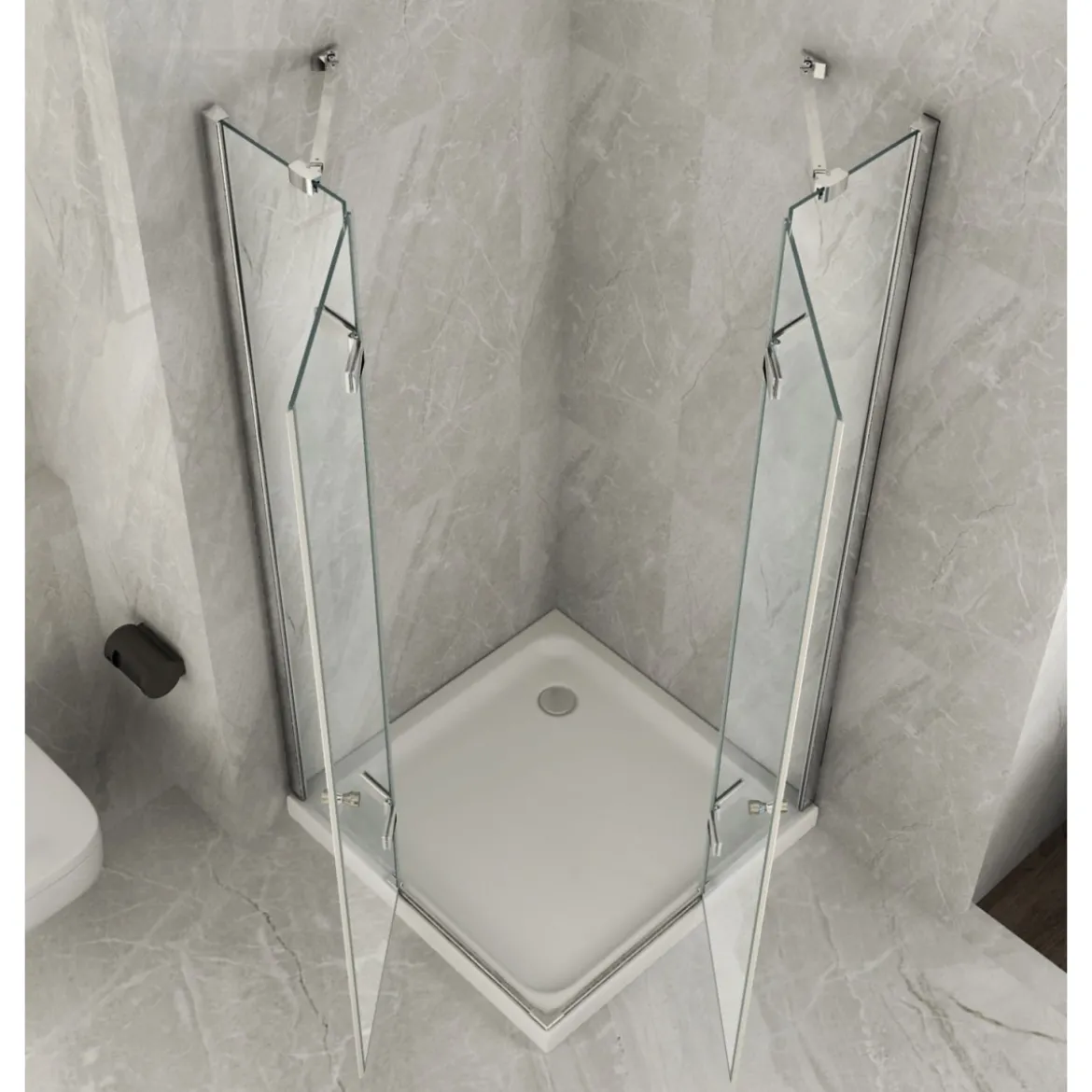 Box Cabina Doccia 2 Anta Battente 70 x 80 90 100 Fissa 8 mm Angolare Cristallo