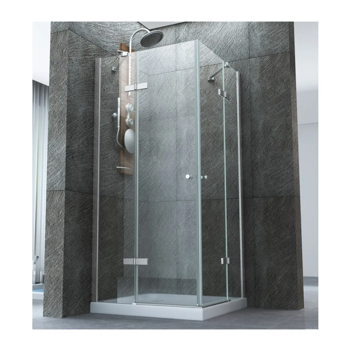 Box Cabina Doccia 2 Anta Battente 70 x 80 90 100 Fissa 8 mm Angolare Cristallo