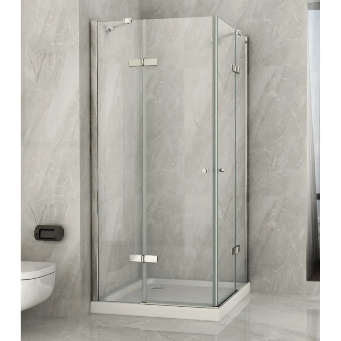 Box Cabina Doccia 2 Anta Battente 70 x 80 90 100 Fissa 8 mm Angolare Cristallo