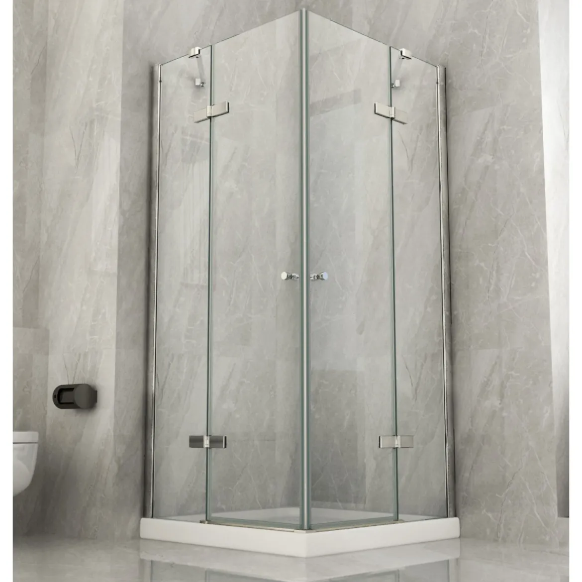 Box Cabina Doccia 2 Anta Battente 70 x 80 90 100 Fissa 8 mm Angolare Cristallo