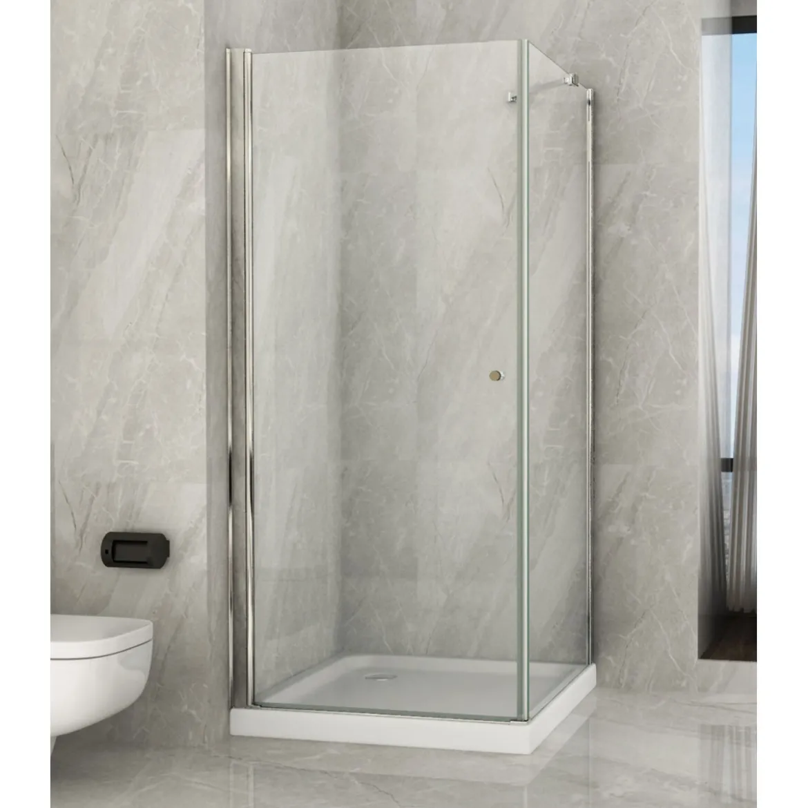 Box Cabina Doccia 1 Anta Battente 70 80 90 100 Angolare 8mm in Cristallo Vetro