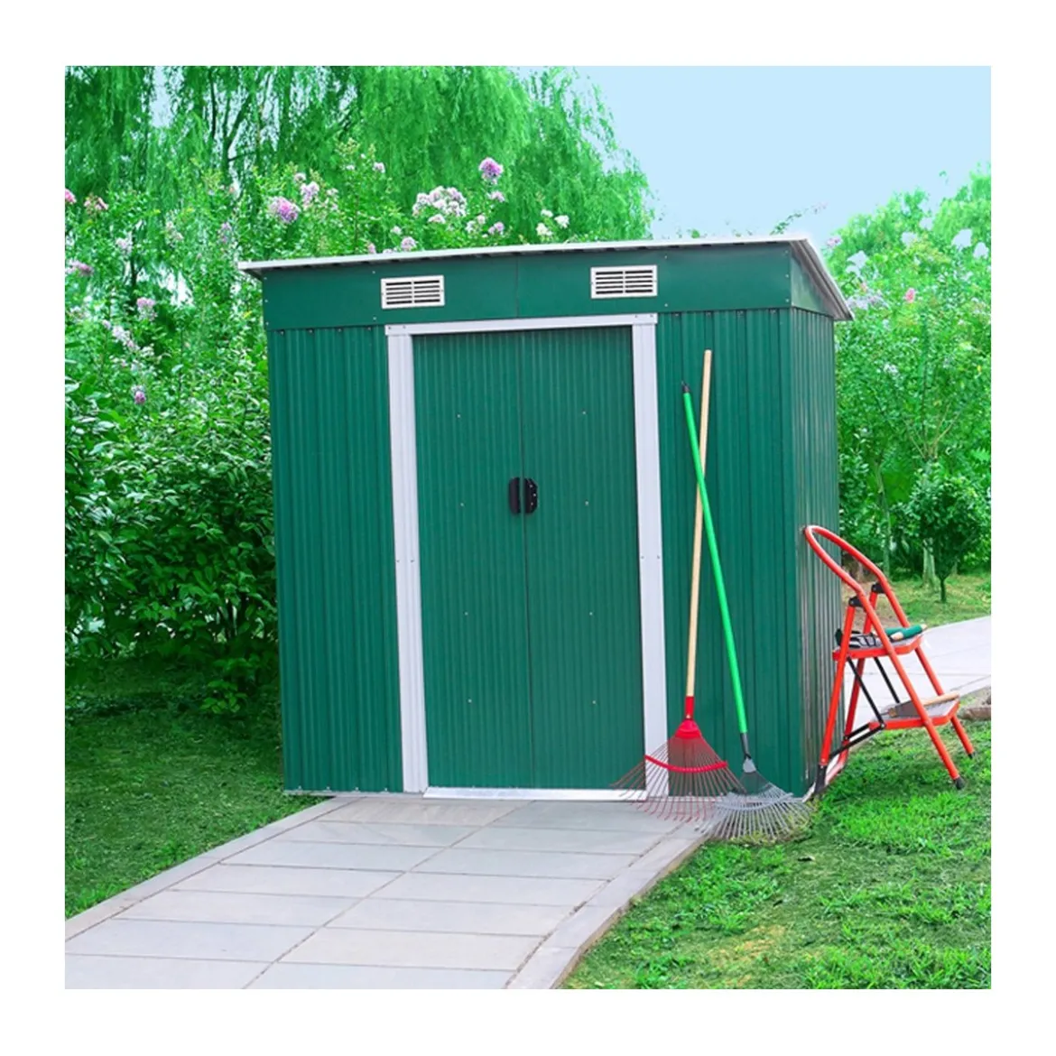 Box Casetta 194x121 per Attrezzi Capanno Ricovero Lamiera Giardino Ripostiglio