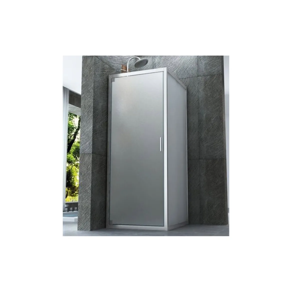 Box Doccia Angolare 1 Anta Fissa Anta Battente 2 Lati Opaco Vetro 6mm Cristallo