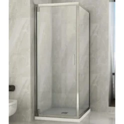 Box Doccia Angolare 1 Anta Fissa Anta Battente 2 Lati Parete Vetro 6mm Cristallo