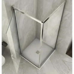Box Doccia Angolare 1 Anta Fissa Anta Battente 2 Lati Parete Vetro 6mm Cristallo