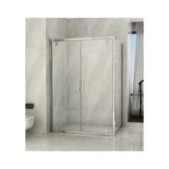 Box Doccia Angolare 2 Ante Battente Saloon Parete Fissa Vetro 6 mm in Cristallo