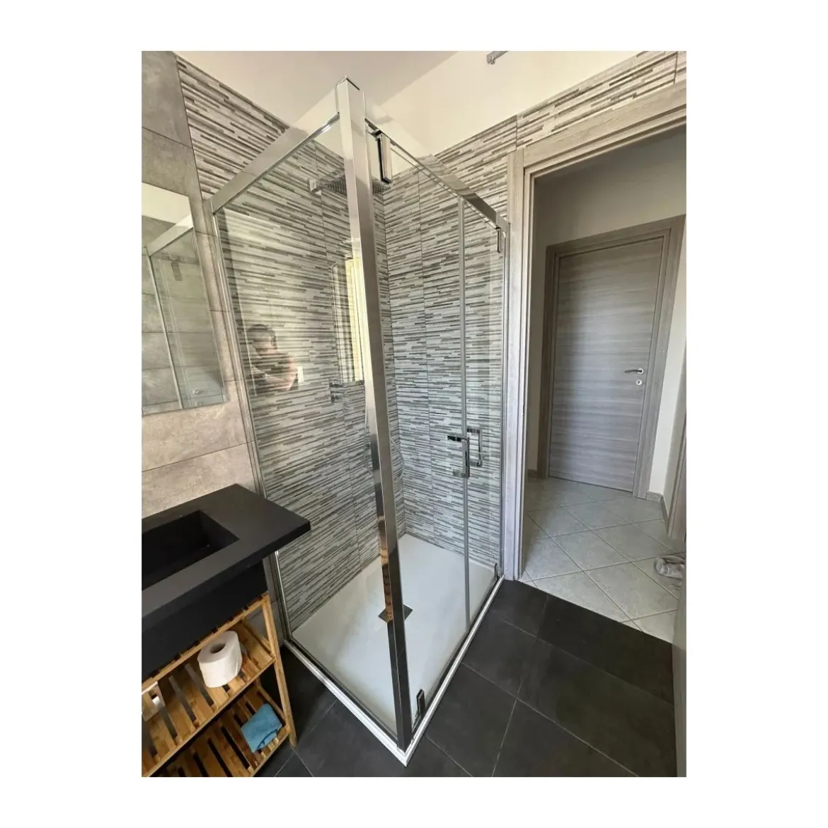 Box Doccia Angolare 2 Ante Battente Saloon Parete Fissa Vetro 6 mm in Cristallo