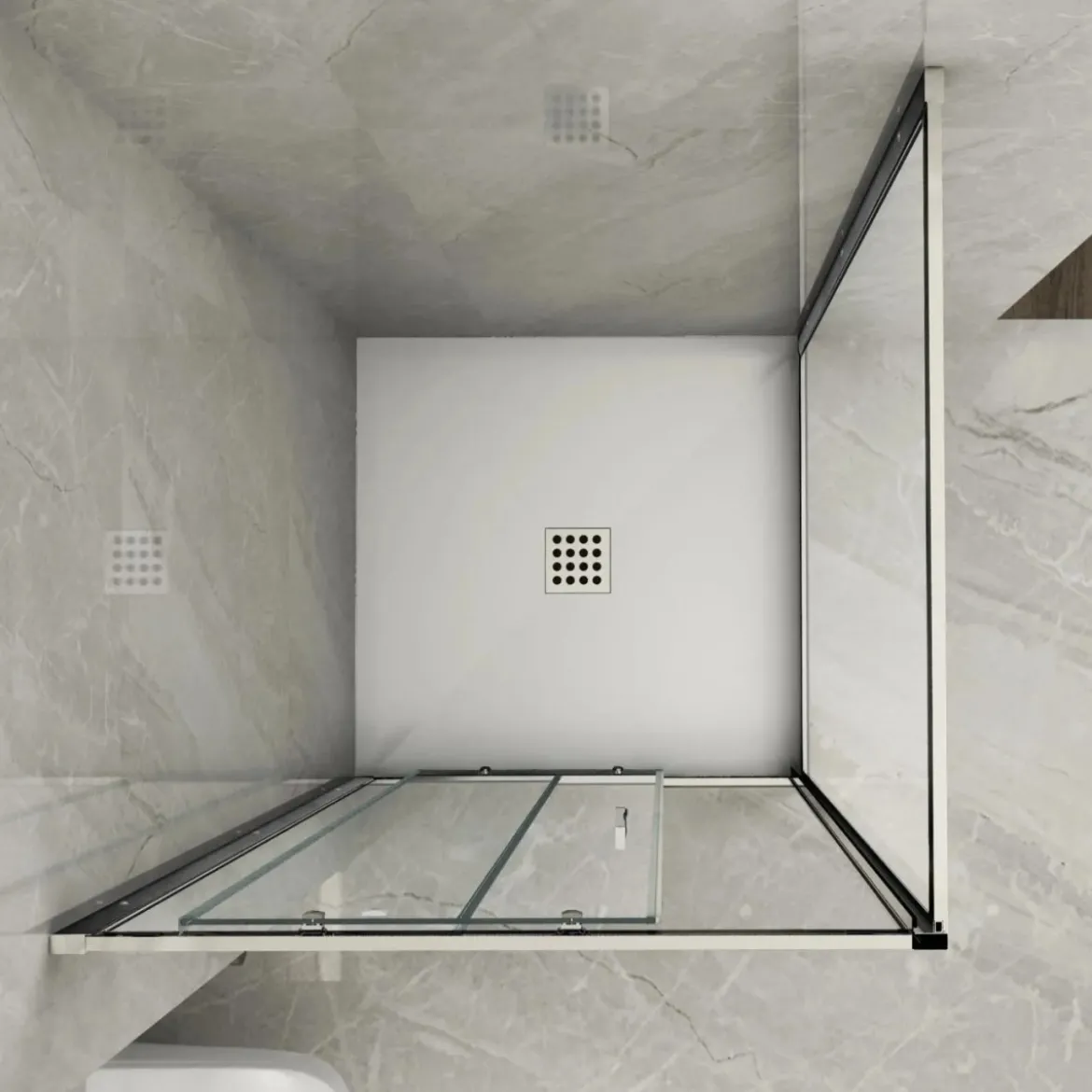 Box Doccia Angolare 6 mm 1 Parete Anta Fissa 1 Porta Scorrevole Cabina Cristallo