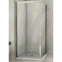 Box Doccia Angolare 6 mm 1 Parete Anta Fissa 1 Porta Scorrevole Cabina Cristallo