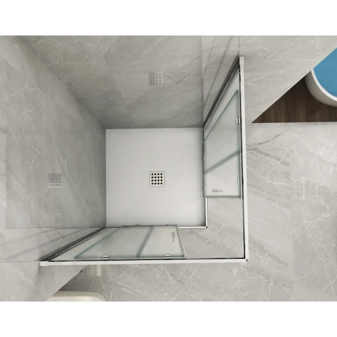 Box Doccia Angolare Vetro 6 mm Opaco Scorrevole Quadrato o Rettangolare