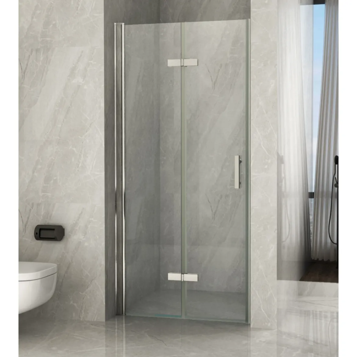 Box Doccia a Nicchia Libro 60 70 80 90 100 8 mm 1 Anta Parete in Cristallo Vetro