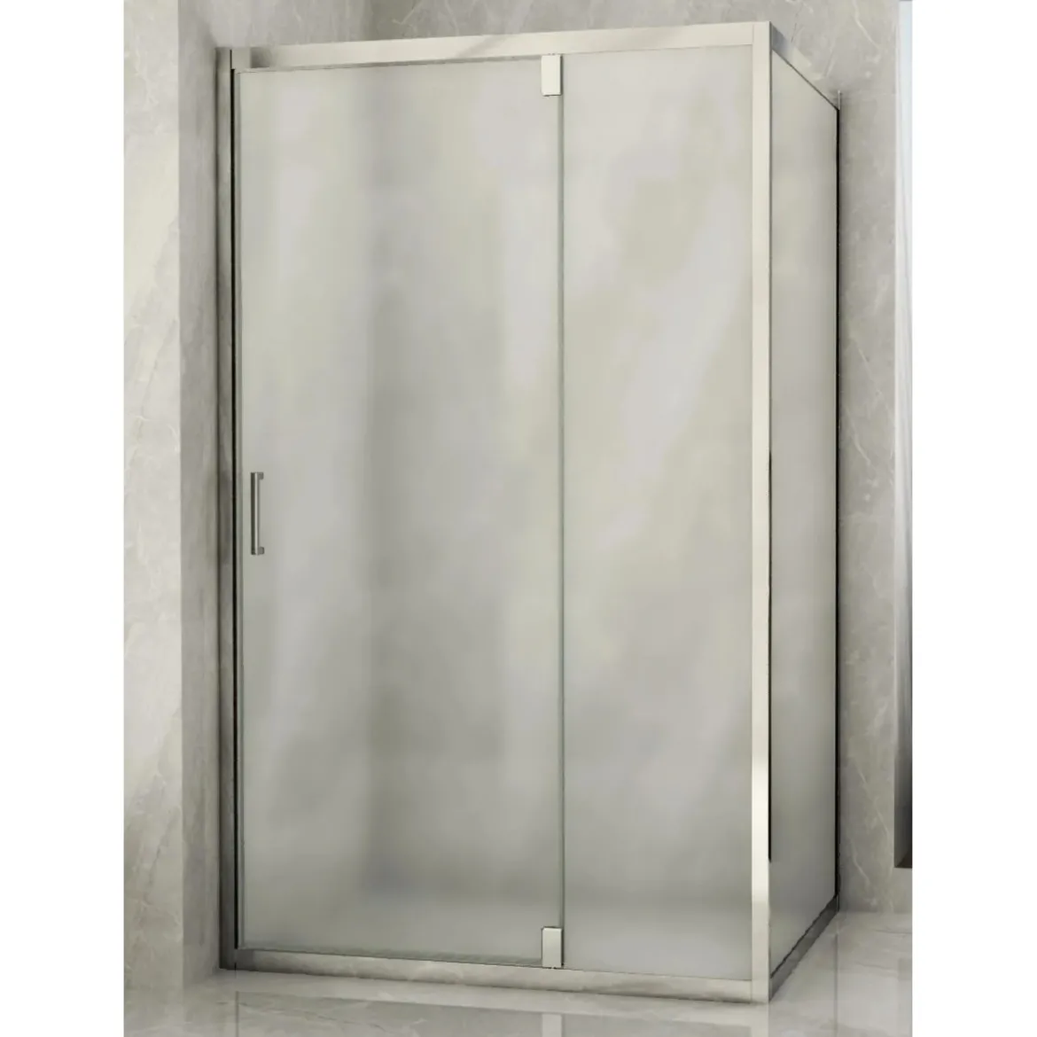 Box Doccia Anta Fissa Battente 2 Lati Angolare Parete Vetro 6mm Cristallo Opaco