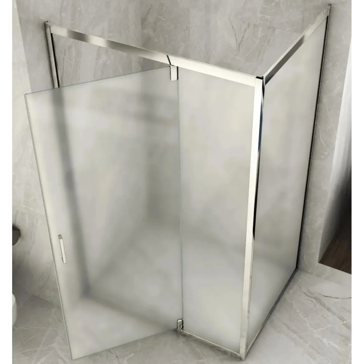 Box Doccia Anta Fissa Battente 2 Lati Angolare Parete Vetro 6mm Cristallo Opaco
