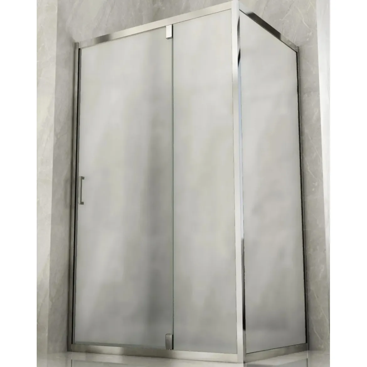 Box Doccia Anta Fissa Battente 2 Lati Angolare Parete Vetro 6mm Cristallo Opaco