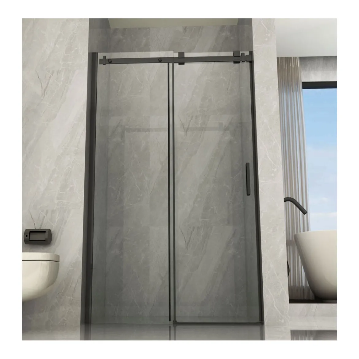 Box Doccia 120 cm 8 mm Nicchia 1 Anta Scorrevole in Cristallo