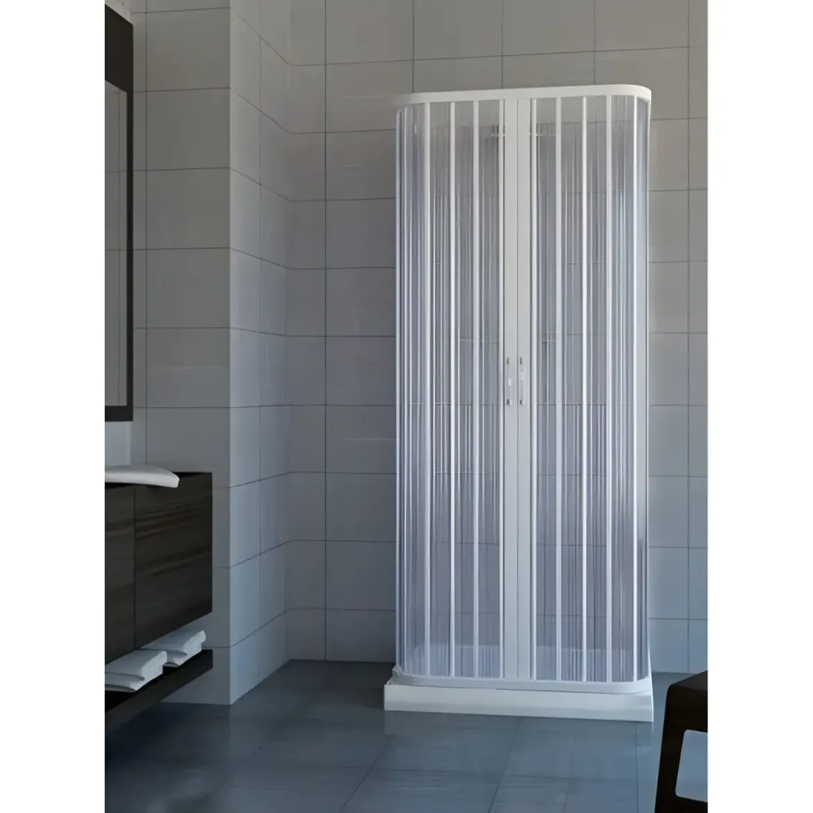 Box Doccia Economico 3 Lati PVC Rettangolare Porta a Soffietto 2 Ante Quadrato