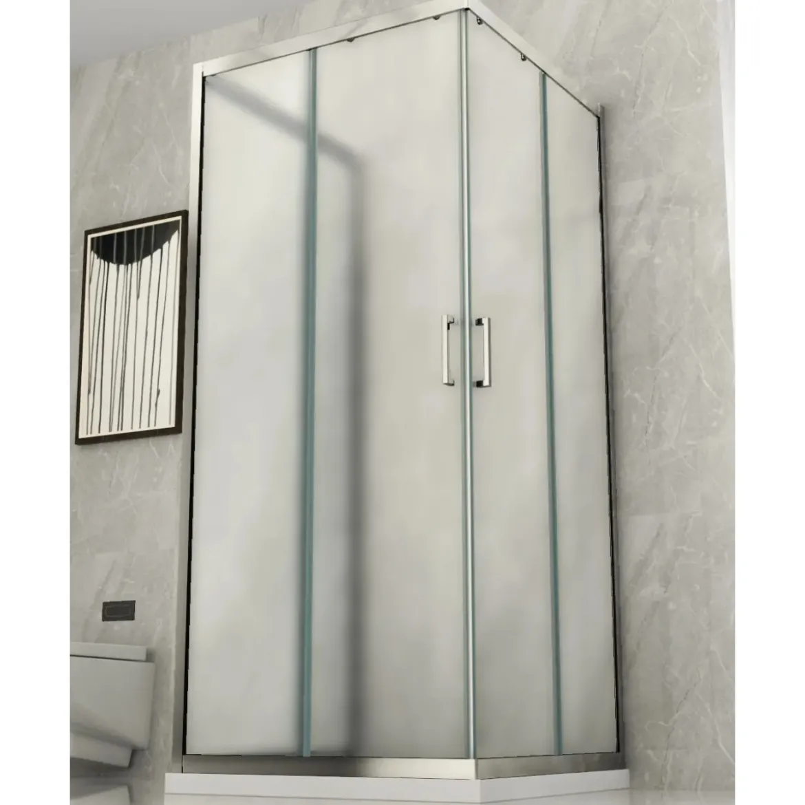 Box Doccia 3 Lati 6 mm Opaco Scorrevoli Angolare 1 Anta fissa 70 x 80 90 100 120