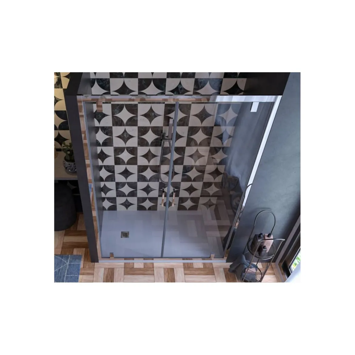 Box Doccia Nicchia 2 Ante Battente Saloon Vetro 6 mm Porta Parete in Cristallo