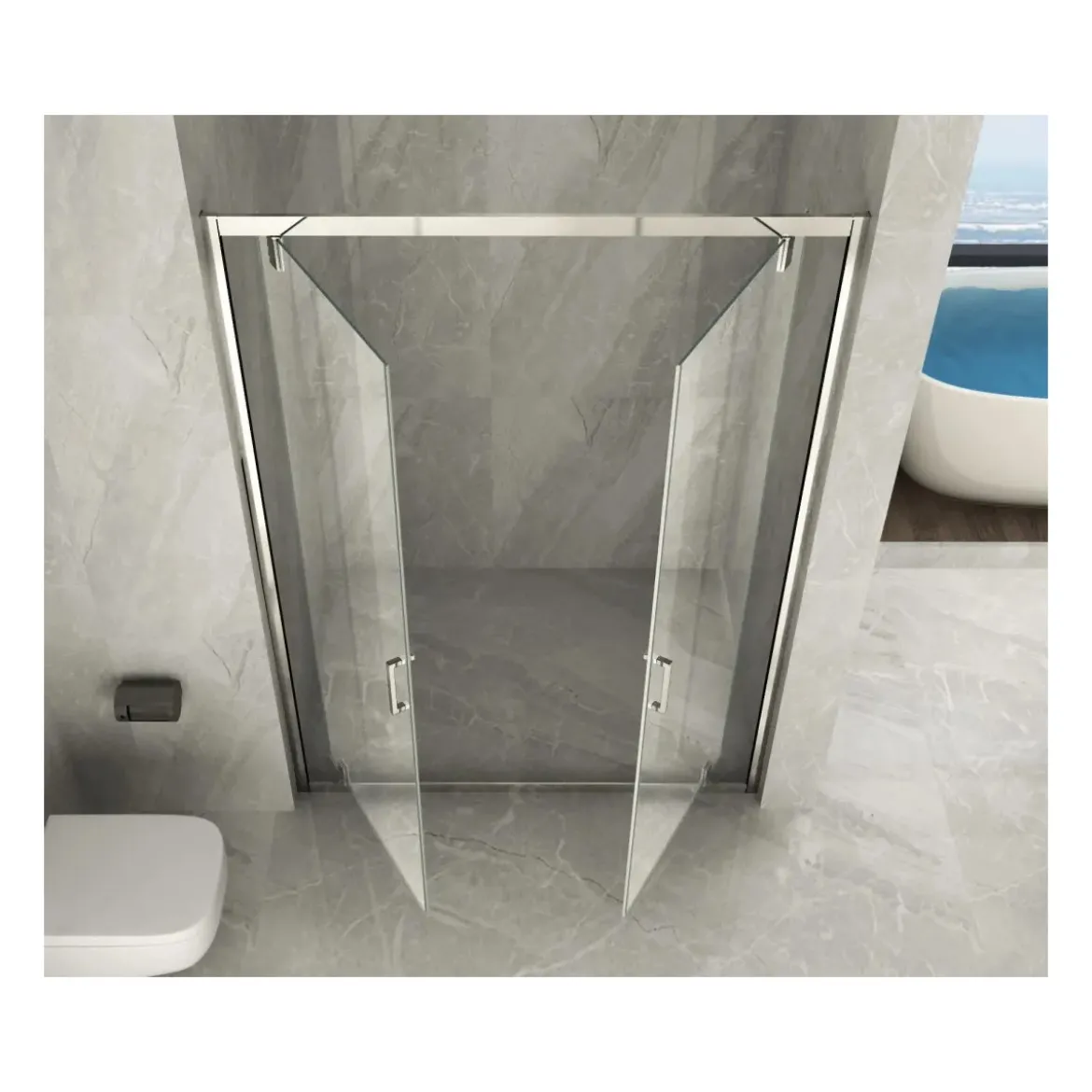 Box Doccia Nicchia 2 Ante Battente Saloon Vetro 6 mm Porta Parete in Cristallo
