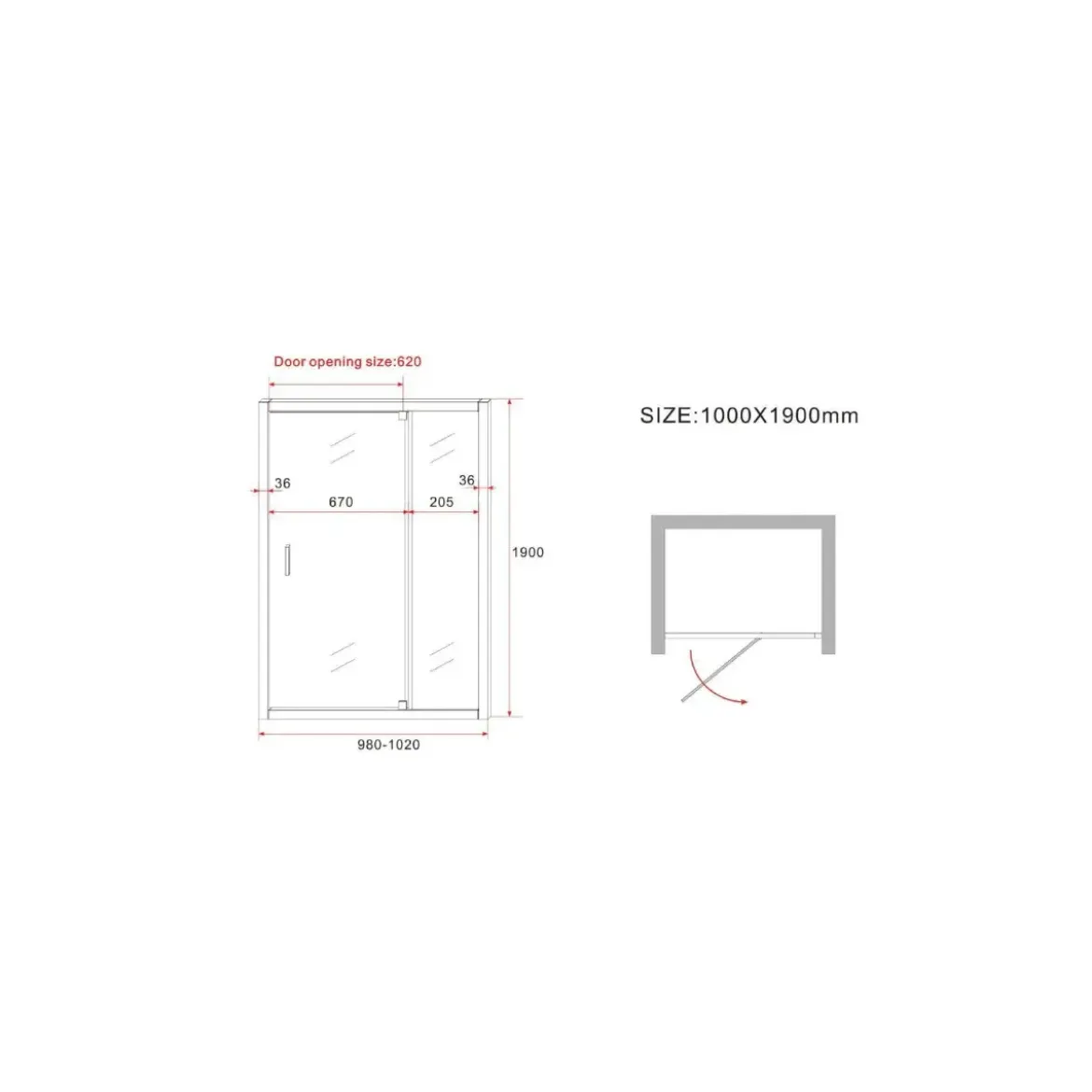Box Doccia Nicchia 6 mm Anta Fissa Battente 90 100 110 120 130 140 in Cristallo
