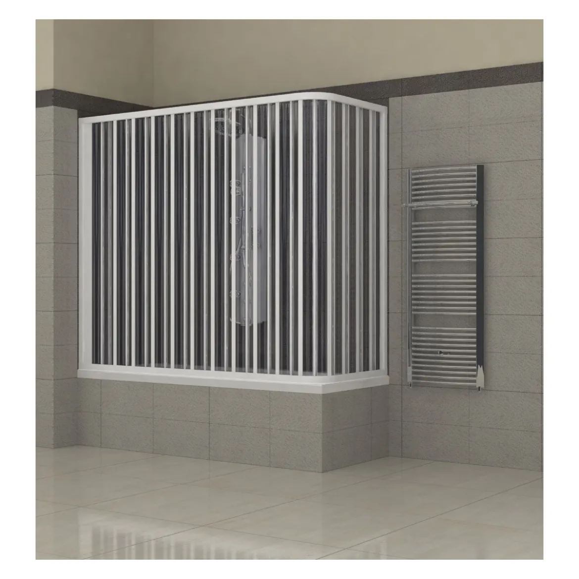 Box doccia per Vasca a Soffietto in PVC Angolare 2 Lati Sopravasca Pieghevole