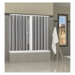 Box Doccia per Vasca in PVC 2 Ante 3 Lati Porta a Soffietto Sopravasca Colorato