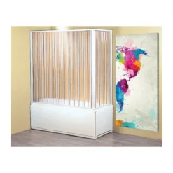 Box Doccia per Vasca 2 Lati in PVC a Soffietto Cabina Sopravasca Angolare Bagno