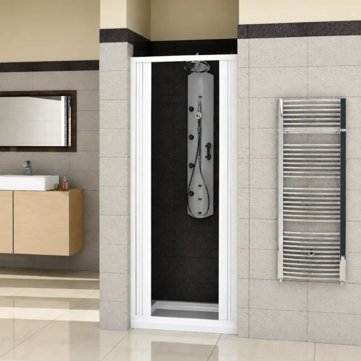 Box Doccia PVC 2 Ante a Soffietto 100 110 120 130 140 150 160 170 180 Nicchia