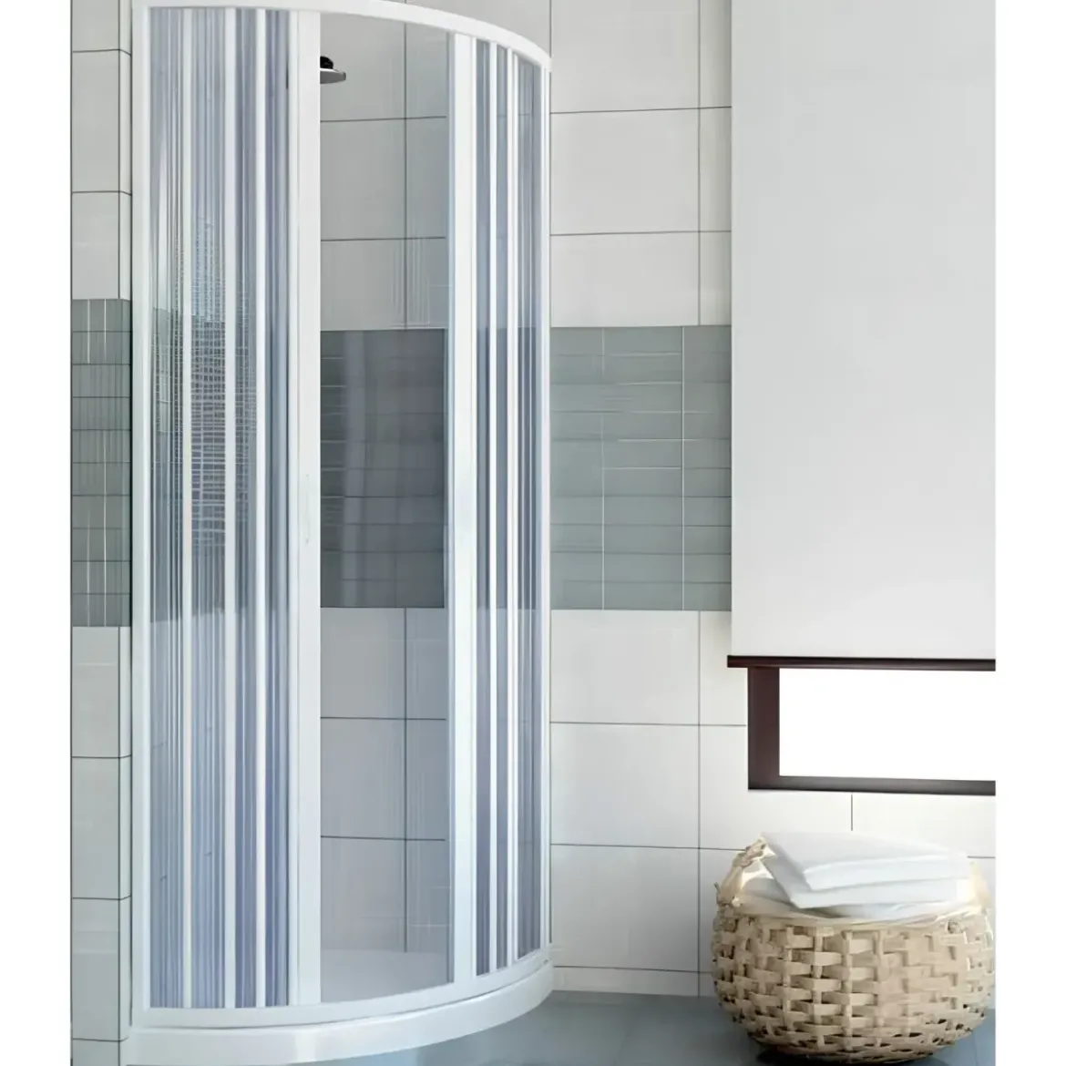 Box Doccia Semicircolare Tondo a Soffietto Angolo 70 75 80 90 in PVC Cabina