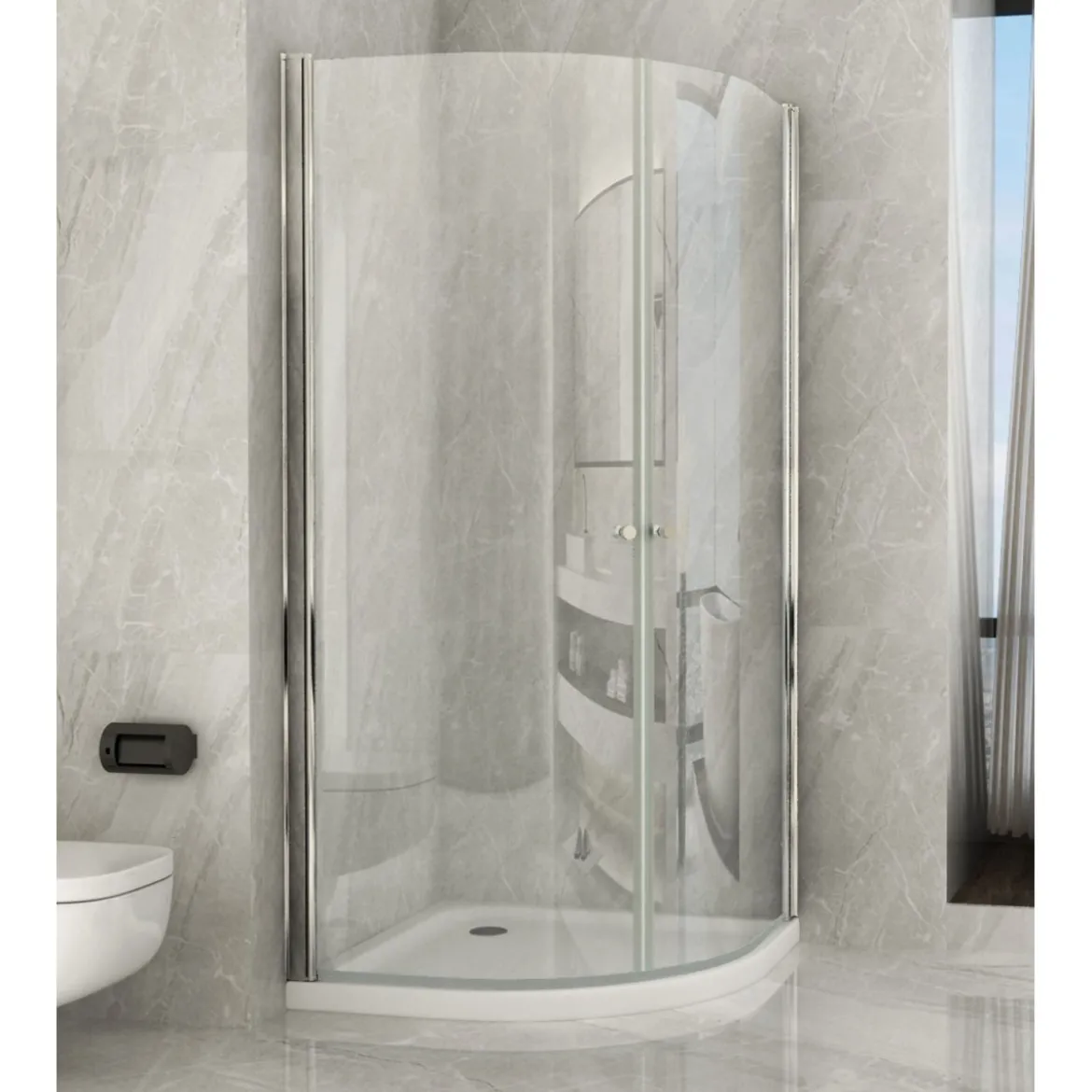 Box Doccia Tondo 80x80 90x90 2 ante Battente 6mm Semicircolare Vetro Cristallo