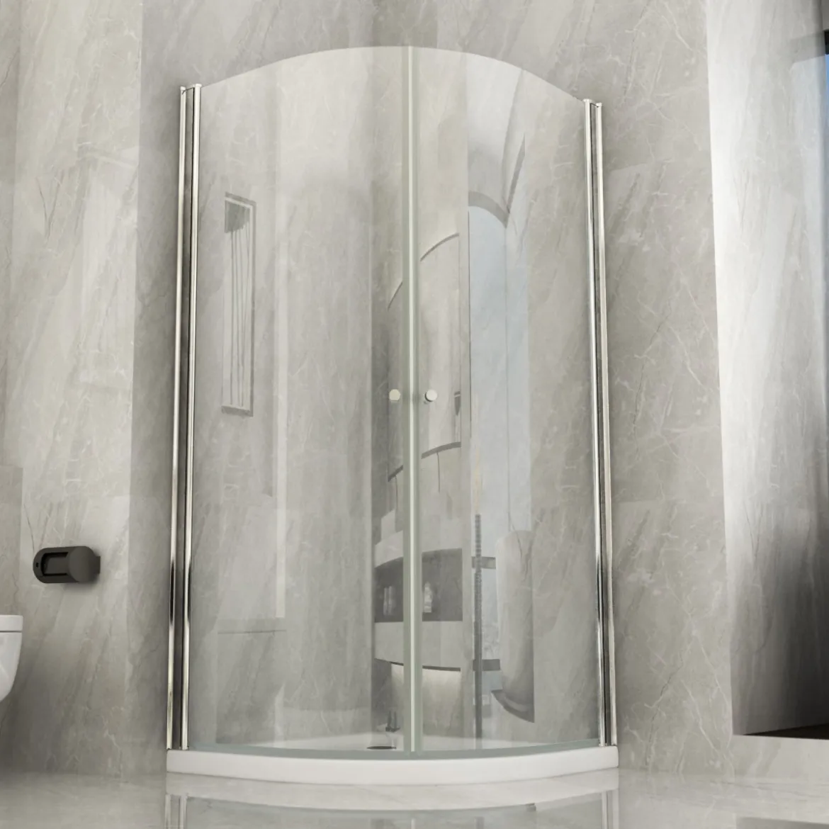 Box Doccia Tondo 80x80 90x90 2 ante Battente 6mm Semicircolare Vetro Cristallo
