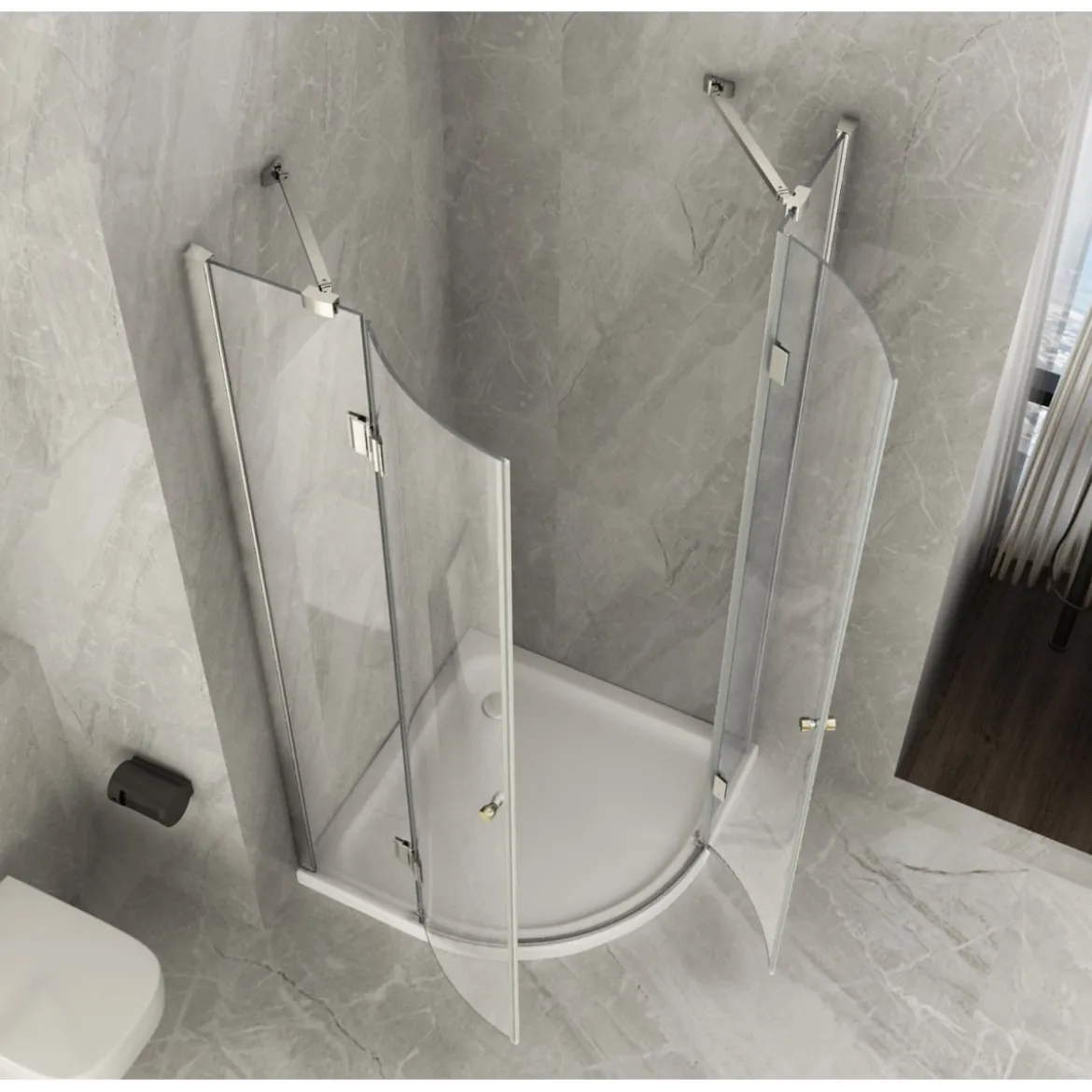 Box Doccia Tondo 80x80 90x90 8 mm 2 ante Battente Semi Circolare Vetro Cristallo