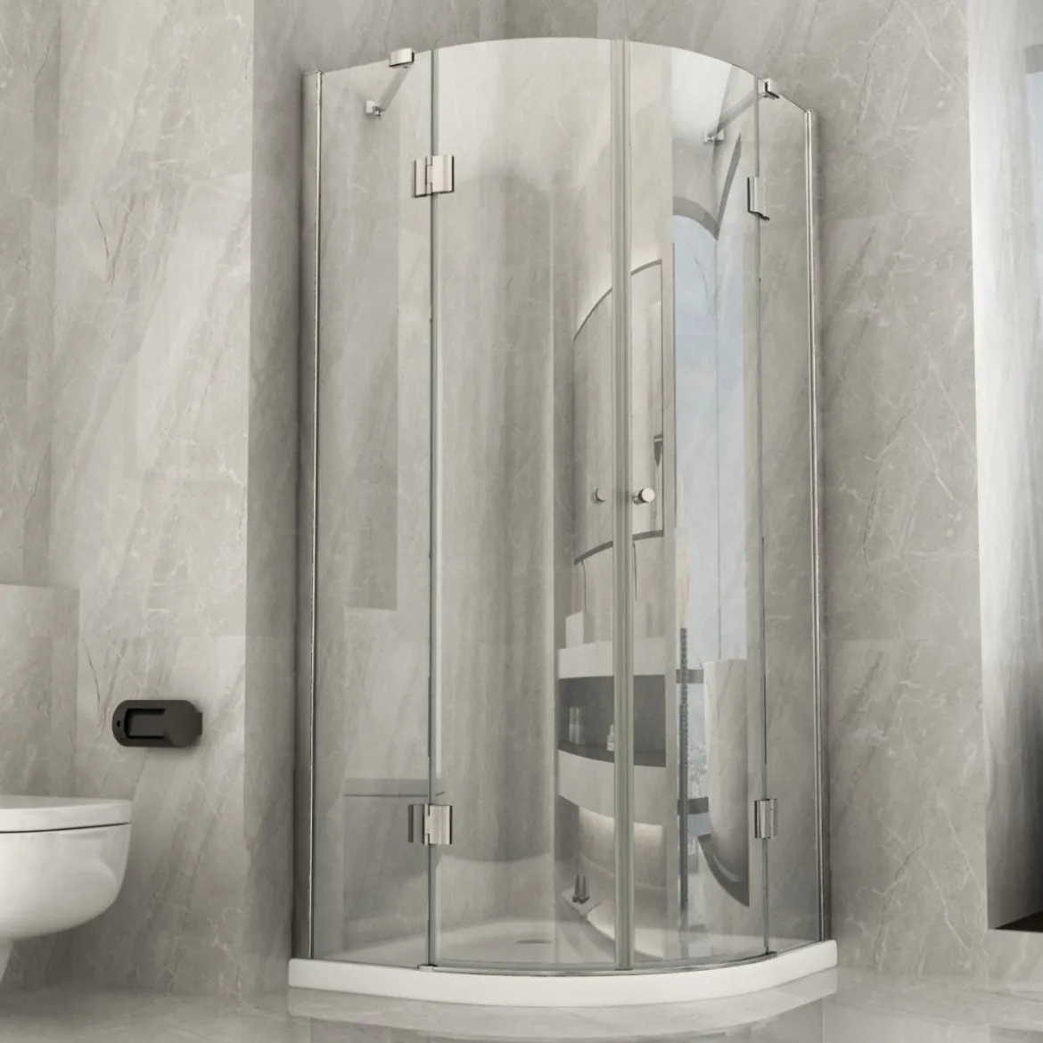 Box Doccia Tondo 80x80 90x90 8 mm 2 ante Battente Semi Circolare Vetro Cristallo