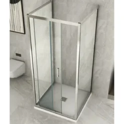 Box Doccia tre 3 Lati 6 mm 2 Ante fisse 1 Porta Scorrevole Cristallo Trasparente