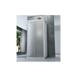 Box Doccia tre 3 Lati 6 mm 2 Ante fisse 1 Porta Scorrevole in Cristallo Opaco