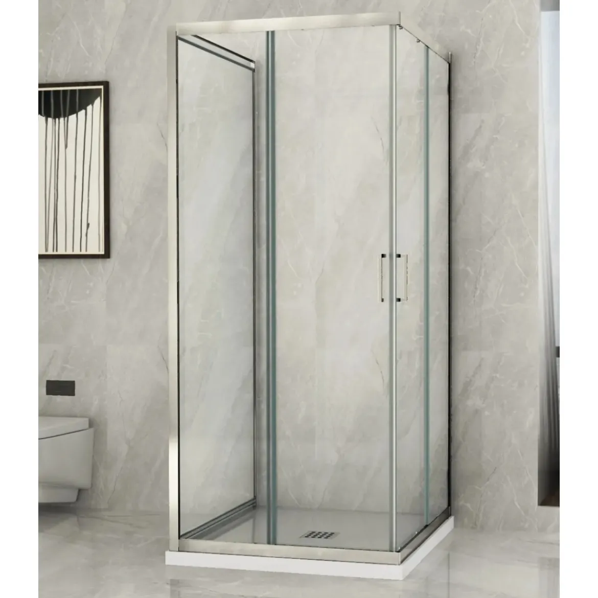 Box Doccia tre 3 Lati 6 mm 2 Scorrevoli Trasparente Anta fissa 70x 80 90 100 120