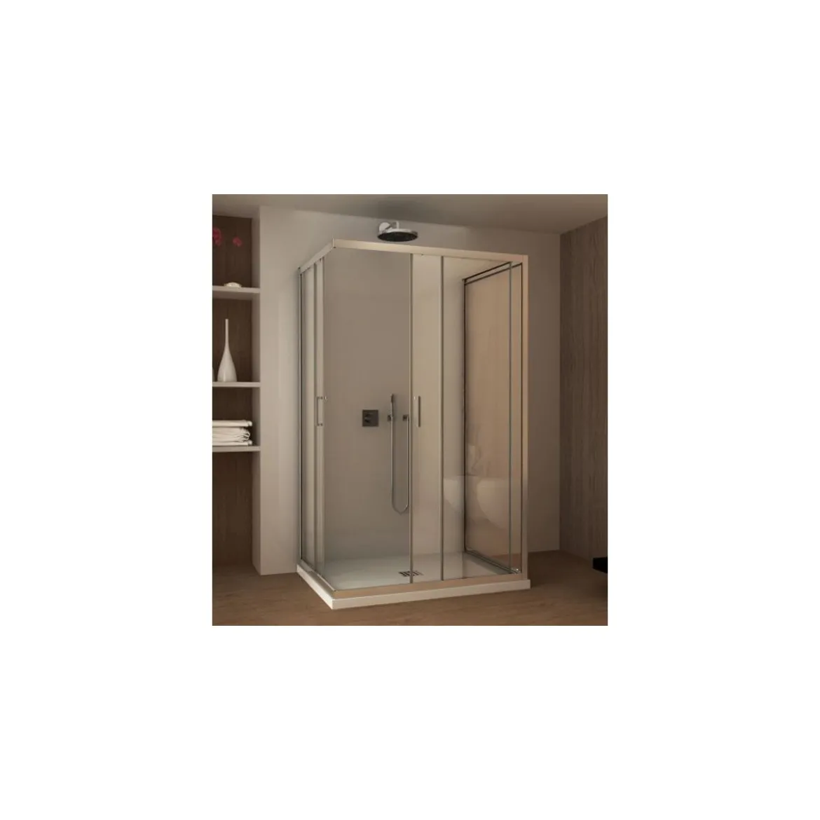 Box Doccia tre 3 Lati 6 mm 2 Scorrevoli Trasparente Anta fissa 70x 80 90 100 120
