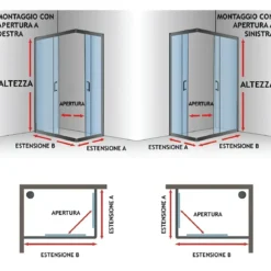 Box Doccia 75x75 Cristallo Temperato 4mm Angolare Ante Scorrevoli