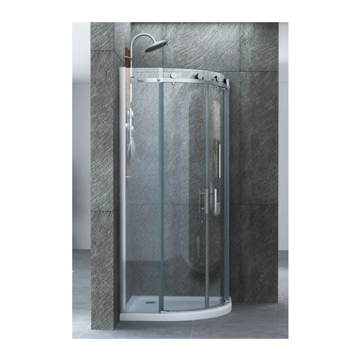 Box Doccia 80x80 90x90 8 mm 2 Ante Scorrevole Tondo Circolare in Vetro Cristallo