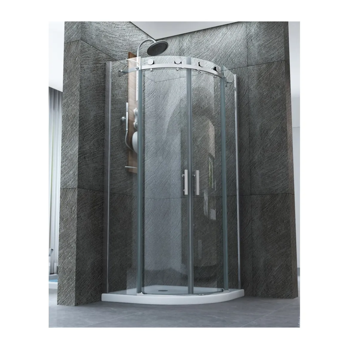 Box Doccia 80x80 90x90 8 mm 2 Ante Scorrevole Tondo Circolare in Vetro Cristallo