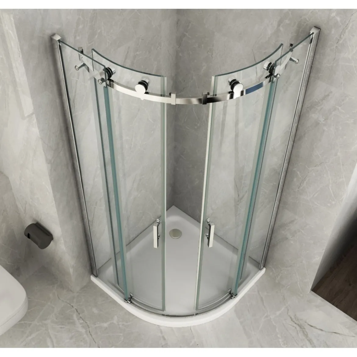 Box Doccia 80x80 90x90 8 mm 2 Ante Scorrevole Tondo Circolare in Vetro Cristallo