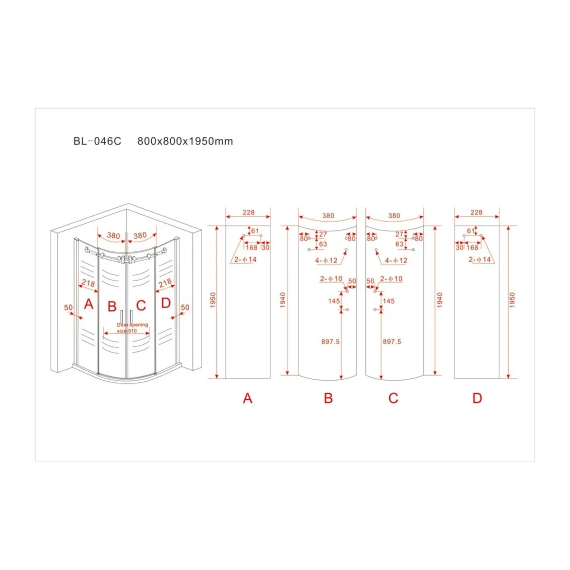 Box Doccia 80x80 90x90 8 mm 2 Ante Scorrevole Tondo Circolare in Vetro Cristallo