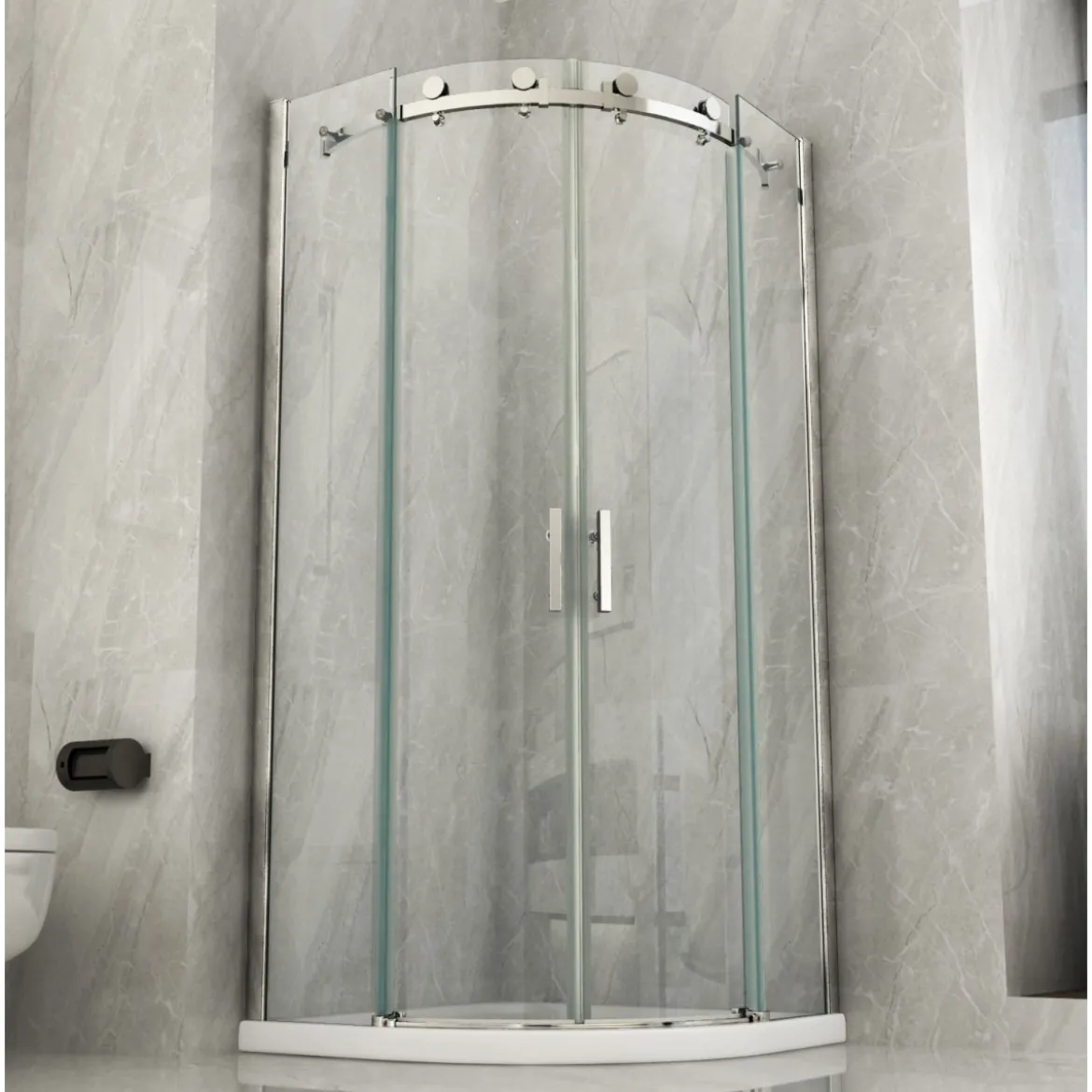 Box Doccia 80x80 90x90 8 mm 2 Ante Scorrevole Tondo Circolare in Vetro Cristallo
