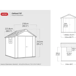 Box in Resina Oakland Casetta Keter 229x223 cm con Pavimento
